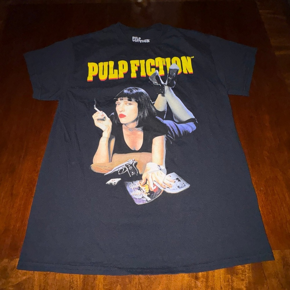 Pulp Fiction Mia Wallace Movie Graphic T Shirt Black Medium Film Tee
